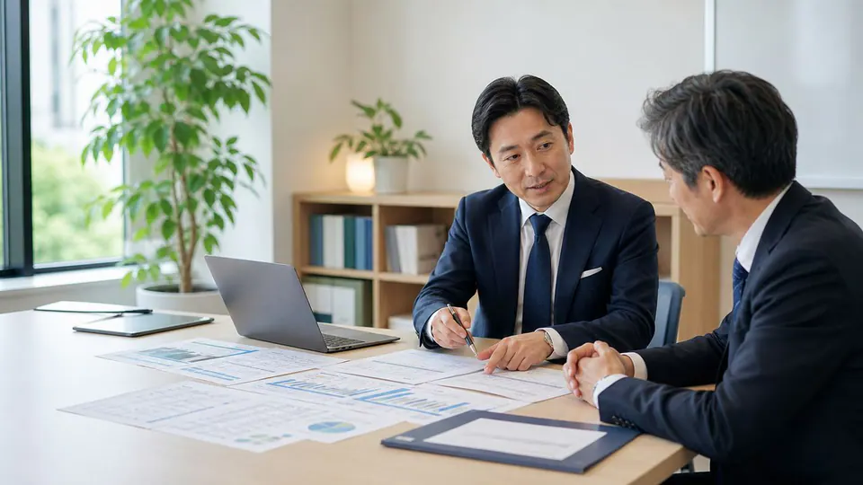 日本語学校M&A総合センターで学校承継の相談をしている様子